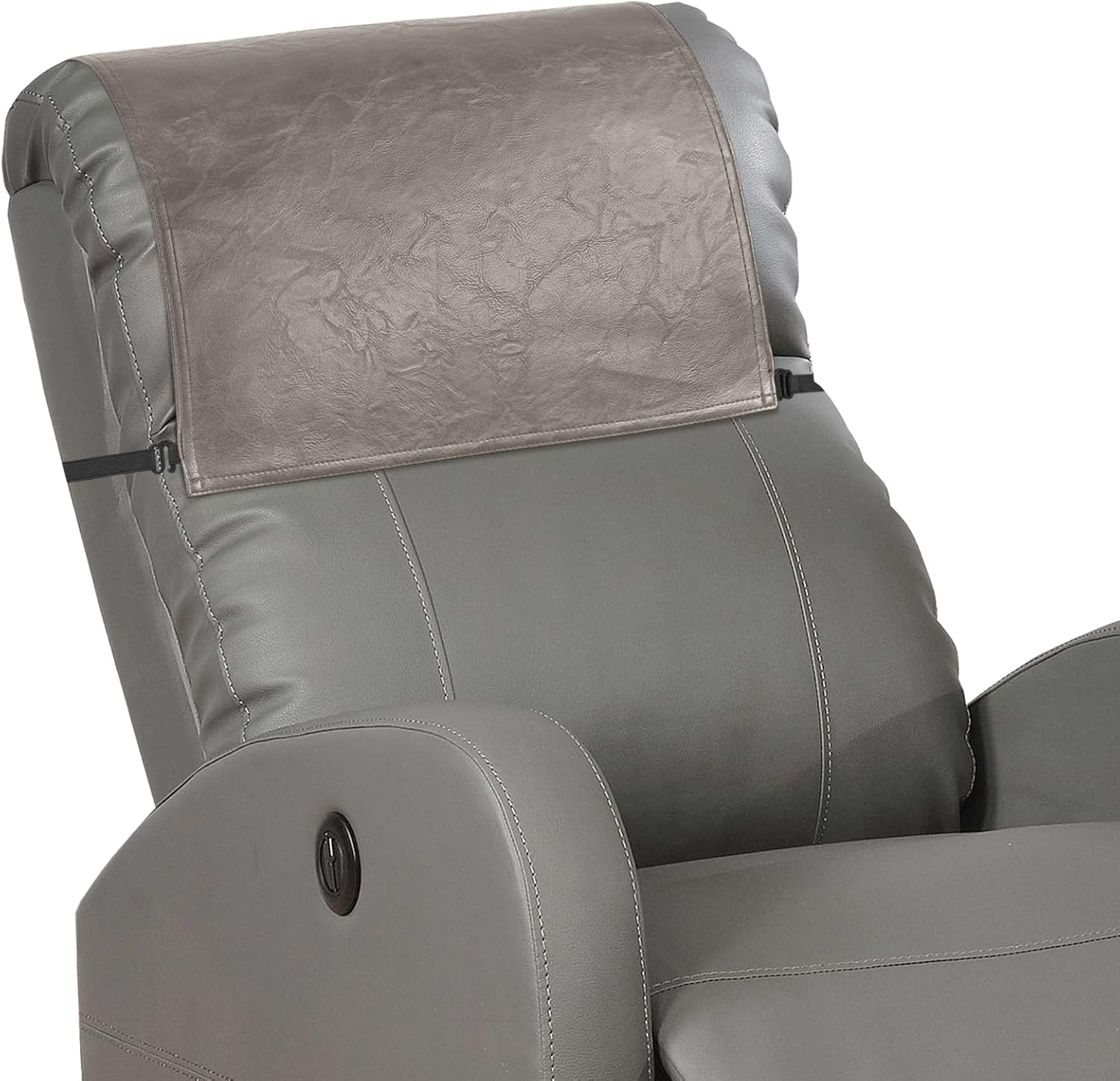 Recliner Headrest Protector,Non Slip Waterproof Headrest Cover,Leather Recliner Headrest Cover for Sofa,Furniture,Living Room,Office Chair 17x27 in(Taupe)