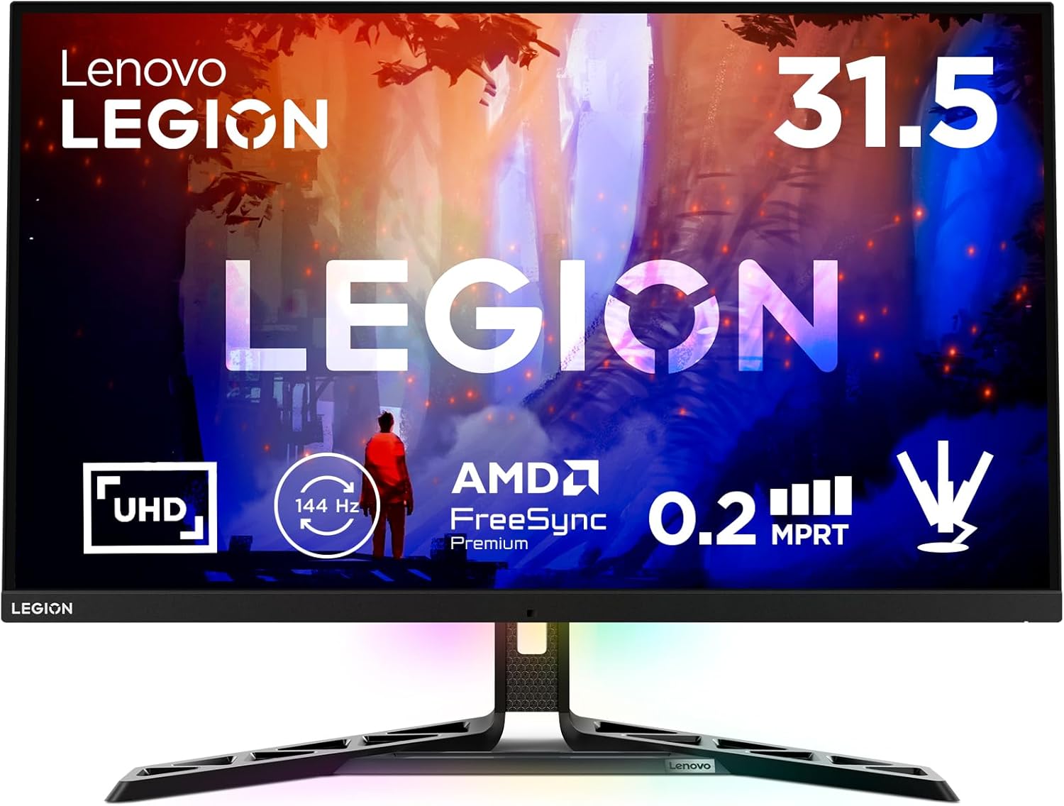 Lenovo Legion Y32p-30 Monitor Gaming 31.5" UHD (3840x2160), IPS, 0.2ms, 144Hz, Altoparlanti, Regolabile, AMD FreeSync Premium, HDMI 2.1 + DP + USB-C