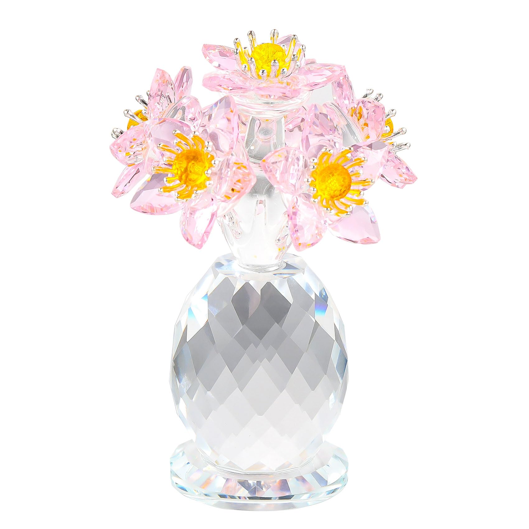 Arikyrist Pink Crystal Bouquet Figurine Ornaments Gifts for Women Wife