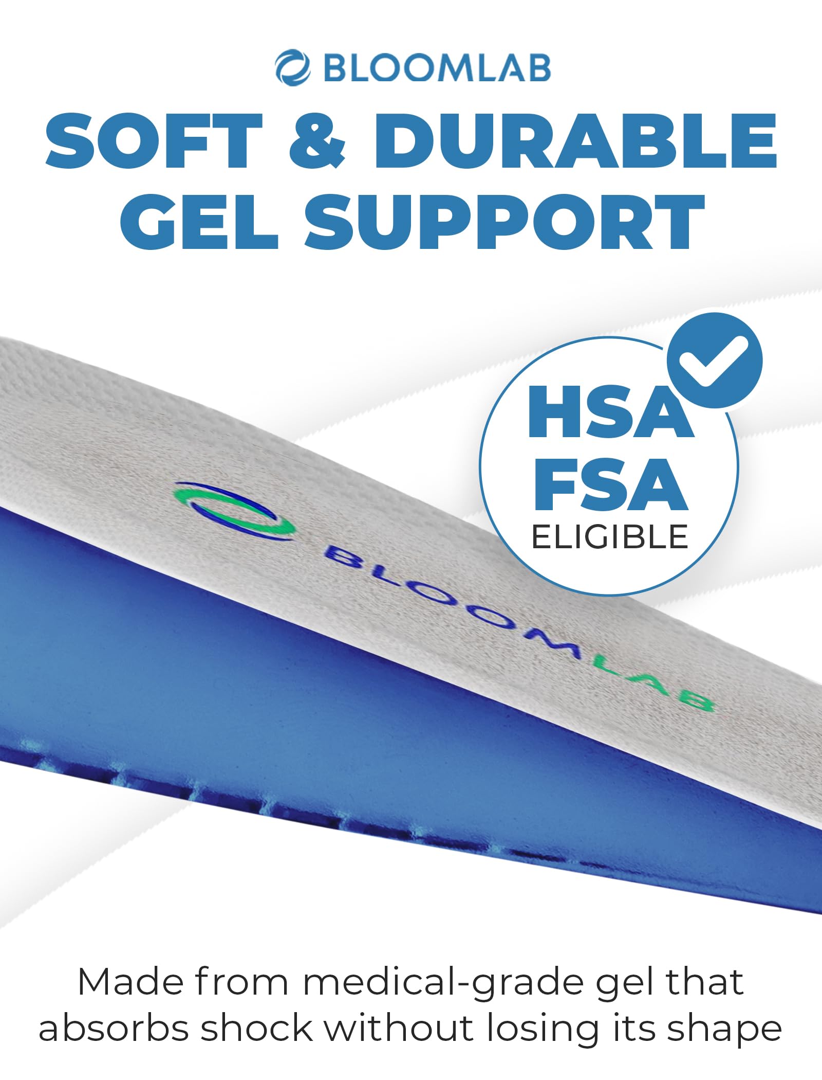 BloomLab Insertos de elevación de talón para zapatos, 3 alturas, tallas M/L, 1 par | Ancho estándar, hombres y mujeres, amortiguación de gel suave, soporte de discrepancia en la longitud de las piernas