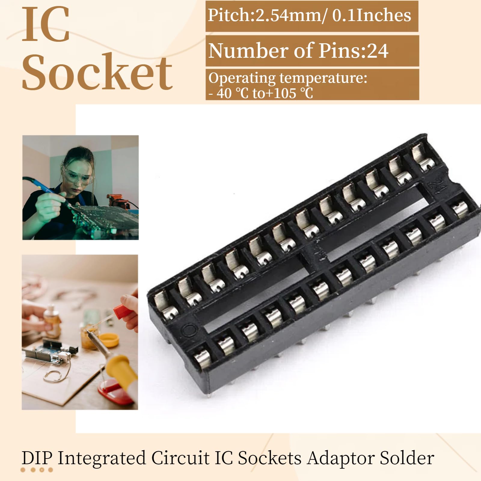 Snapklik.com : 8Pcs IC Socket Narrow 24P DIP IC Chip Socket Adaptor 2 ...