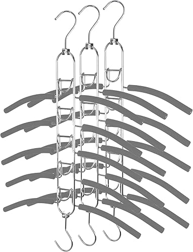 TOPIA HANGER Percha de ropa multicapa 5 en 1 con esponja EVA antideslizante (paquete de 3), colgador de metal para ropa que ahorra espacio de