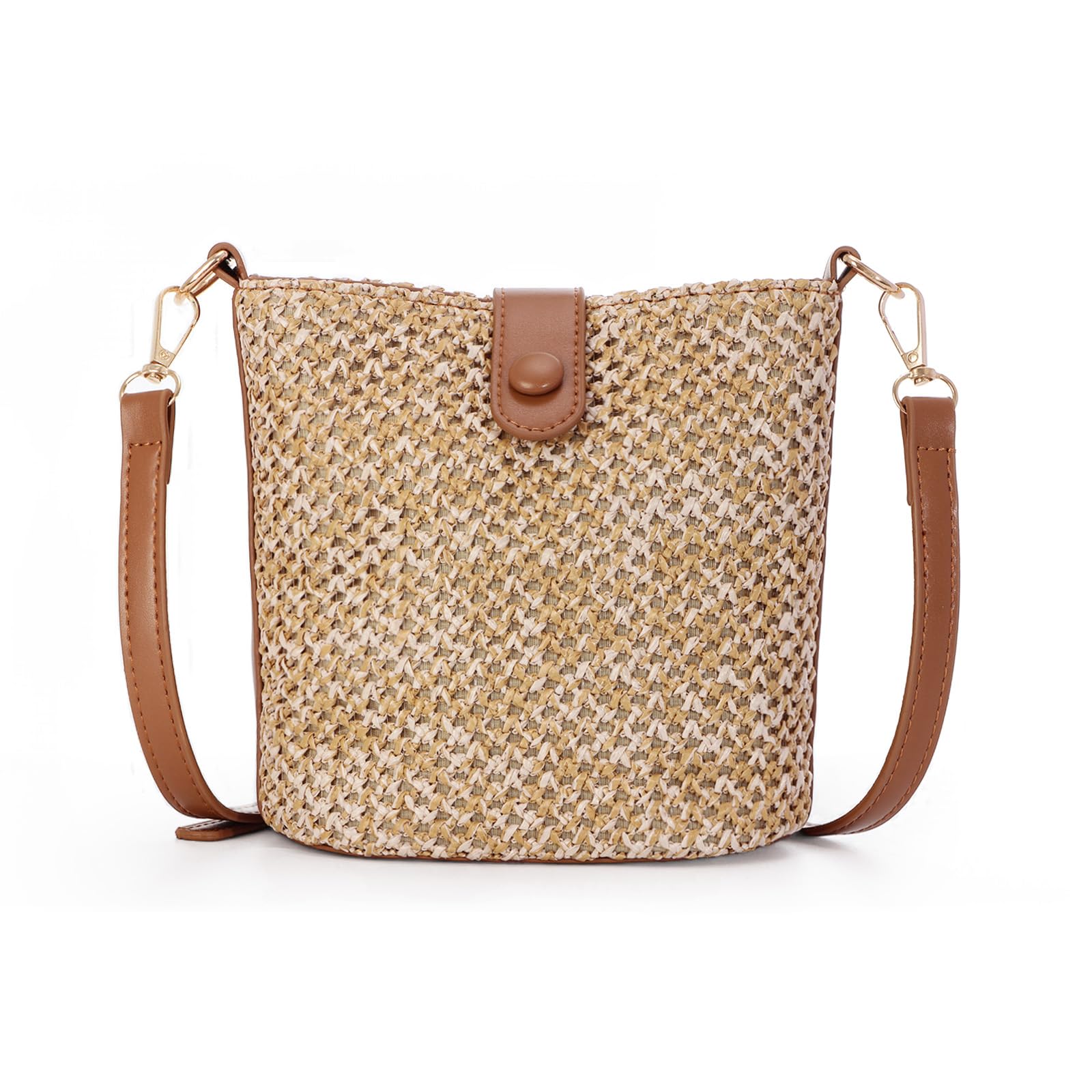 Fecialy Stroh Crossbody Tasche für Damen Handgemachte Rattan