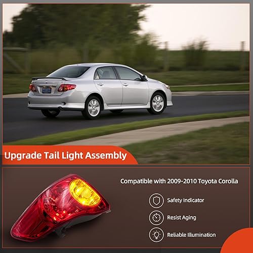 Miniatura 3 de leaptrend Conjunto de luces traseras derechas, lámpara exterior trasera compatible con Toyota Corolla 2009-2010, luz de freno lateral del pasajero,