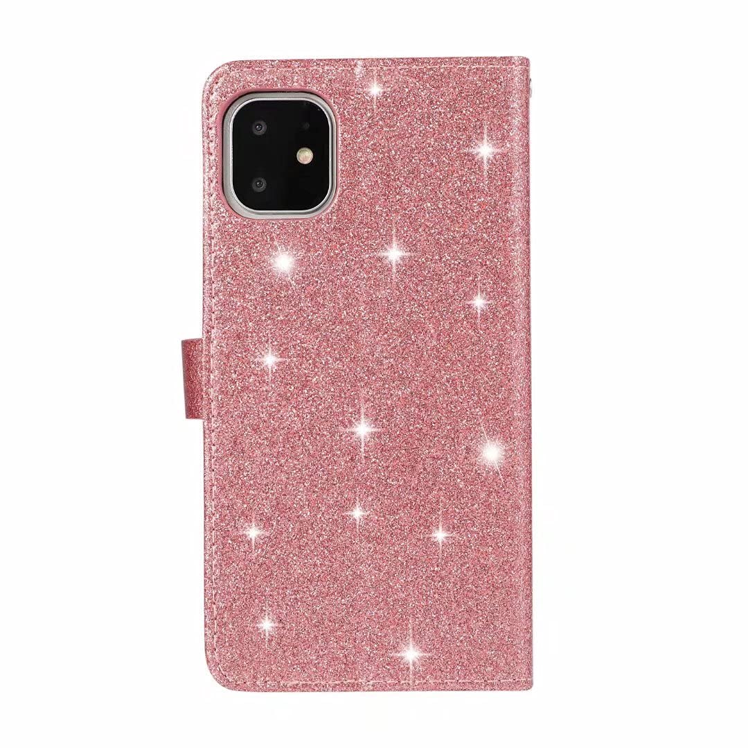 TUUNKMUY Custodia glitterata per iPhone 15 Plus, Bling Diamond Buckle Heart Folio Antiurto Custodia a portafoglio in pelle con cavalletto slot per carte di credito Chiusura magnetica Flip Slim Cover