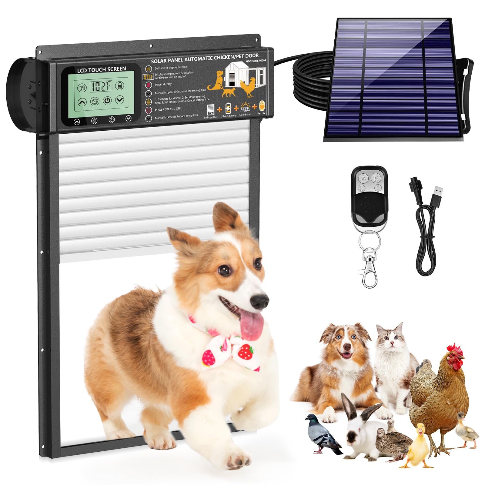 XRDZYXGS Puerta para perros y gatos, cierre automático, puerta de seguridad para mascotas con protección contra atascos, para perros pequeños y medianos