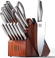 Vista 1 de Knife Set Premium, Japanese High Carbon Stainless Steel 14 Pcs Kitchen Knives Block Set with Built-in Sharpener and Wood Block, Razor Sharp Knife