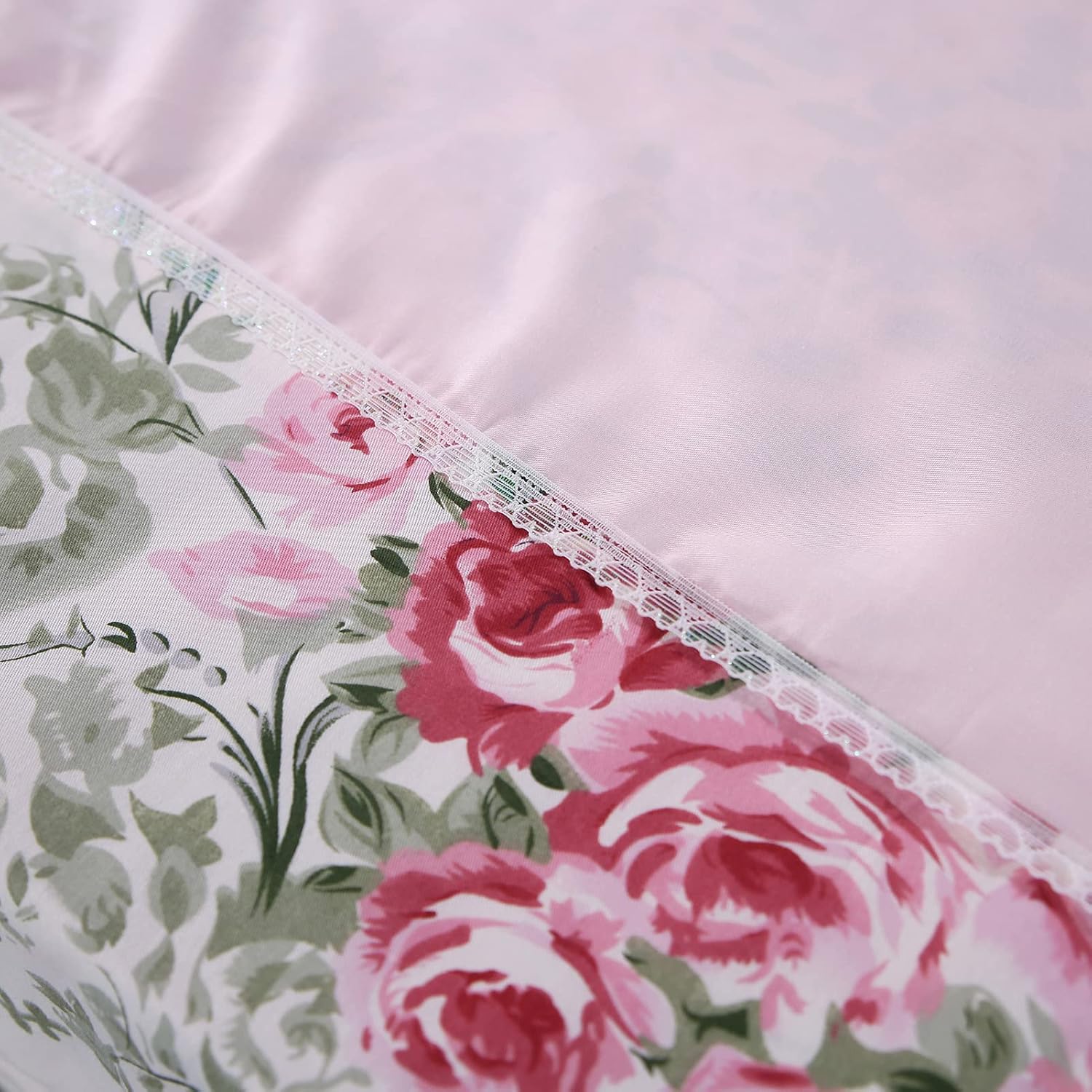 FADFAY Floral Bed Sheets 4Pcs Twin XL 100% Cotton Deep Pocket Fitted Sheet Sets Lightweight Soft Rose Bed Sheets for Girls All-Season Use
