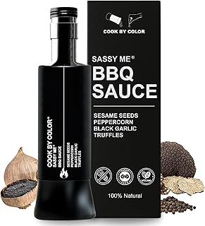 Cook by Color, Gluten Free & Sugar Free BBQ Sauce, Keto BBQ Sauce, Low Sodium, Infused with Sesame Seeds, Peppercorn, Black Garlic & Truffles, Unique Barbeque Sauces, Sassy Me Flavor, 11.8 Fl Oz