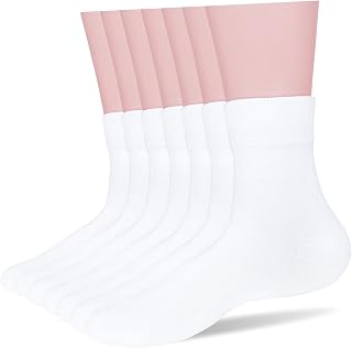 100% Cotton Socks for Women Mini Crew Seamless Dress Socks