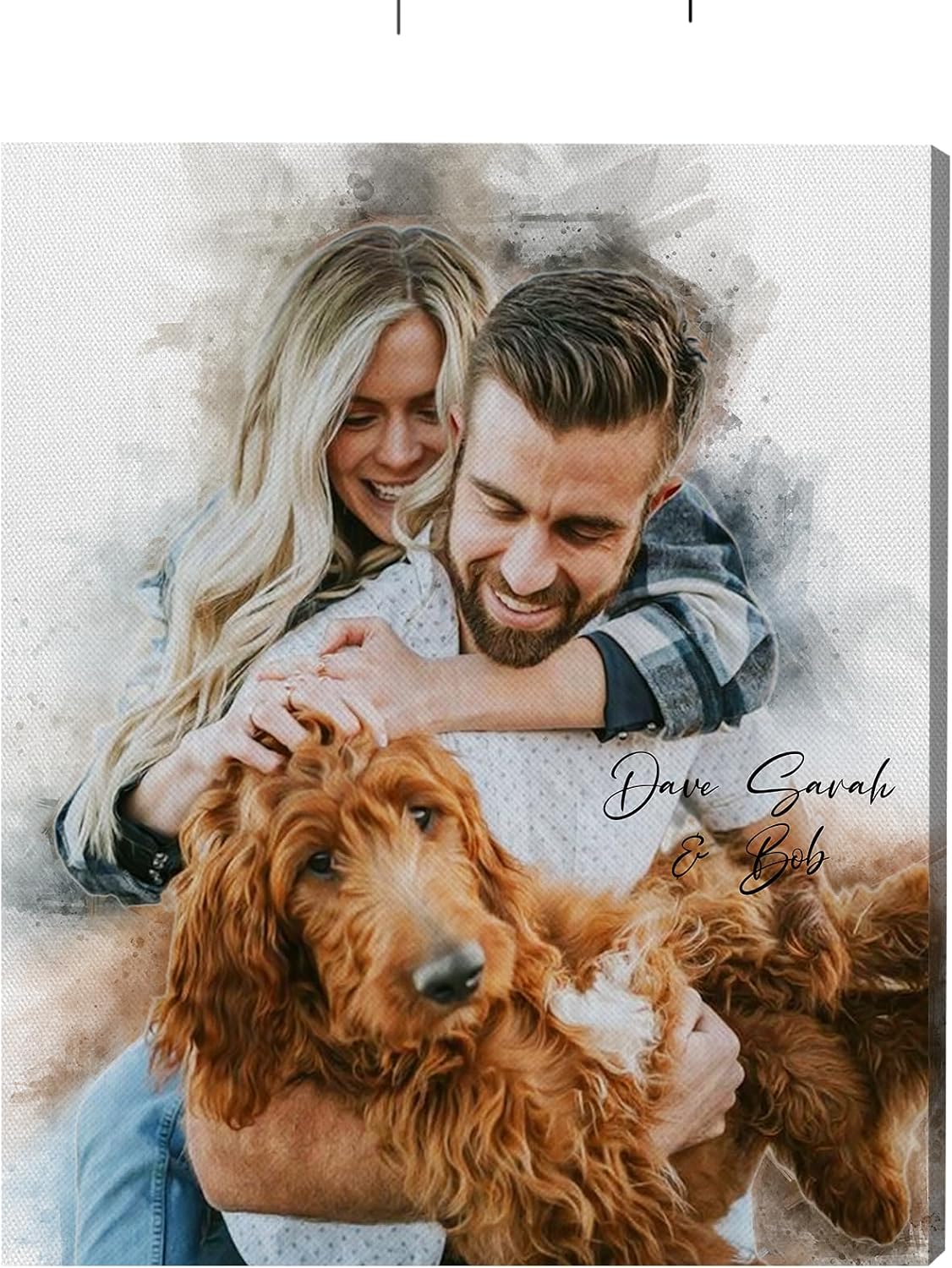 Gossby Custom Couple Portrait Canvas from Photo - Personalized Gift for Husband, Wife, Boyfriend, Girlfriend - Birthday, Anniversary, Valentines Day Gift for Couple - Watercolor Couple Wall Art Decor