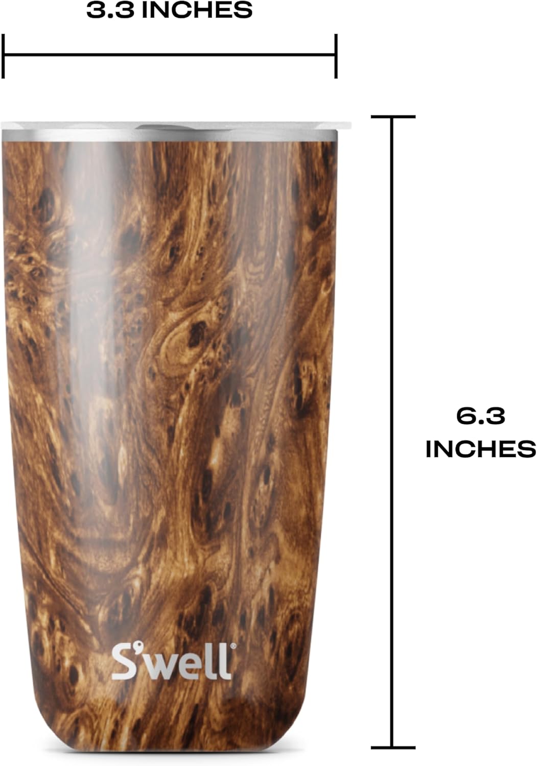 S'well Stainless Steel Tumbler with Slide-Open Lid, 18oz, Teakwood, Triple Layered Vacuum Insulated Containers Keeps Drinks Cold for 12 Hours and Hot for 4, BPA Free - Image 5