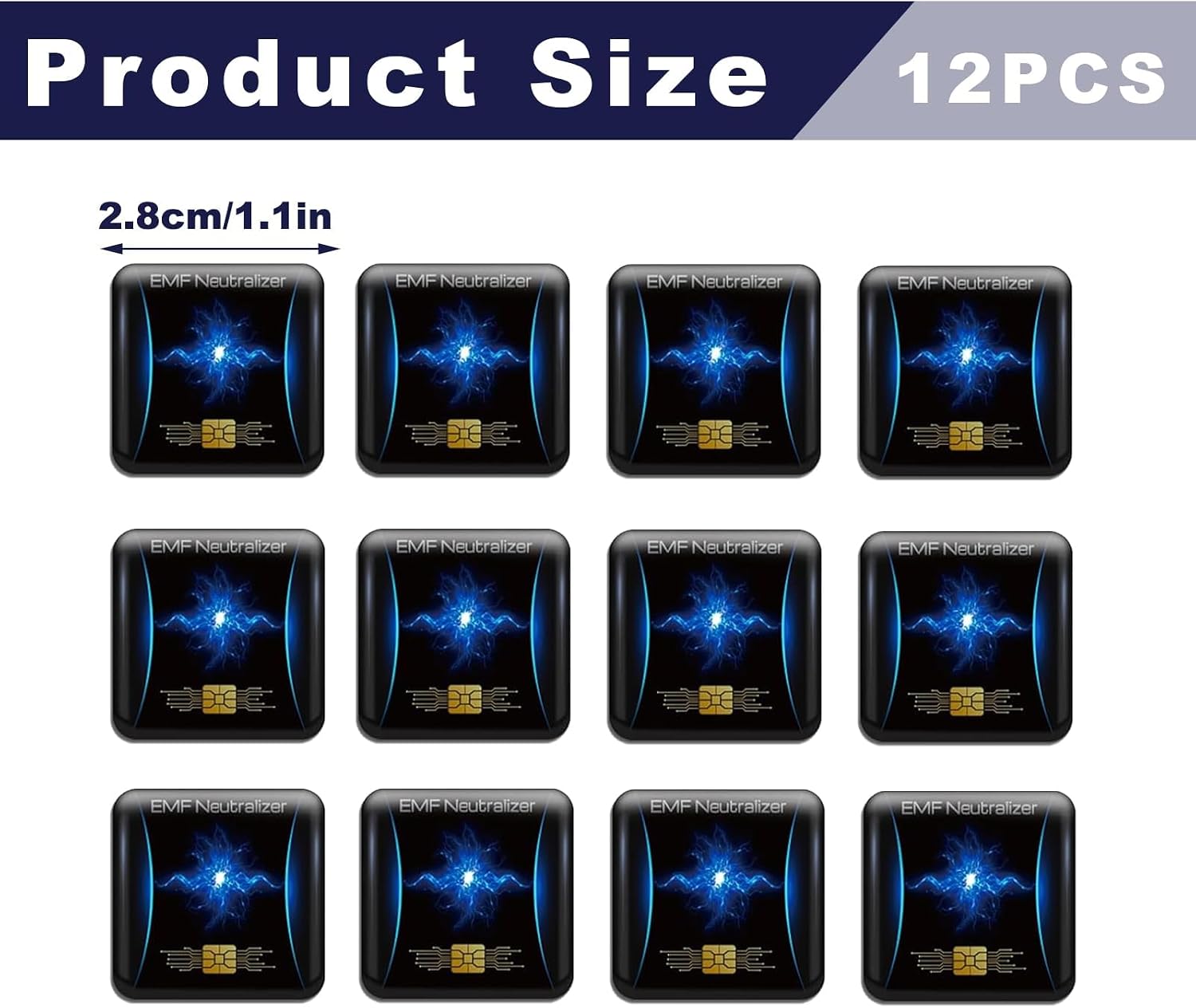 12 Pcs Emf Blocker for Cell Phone,Radiation Blocker for Cell Phone,Emf Stickers,A Practical Gift for Tech Lovers for Smart Phones/Laptops Electronic Devices Blockers(Square Current)