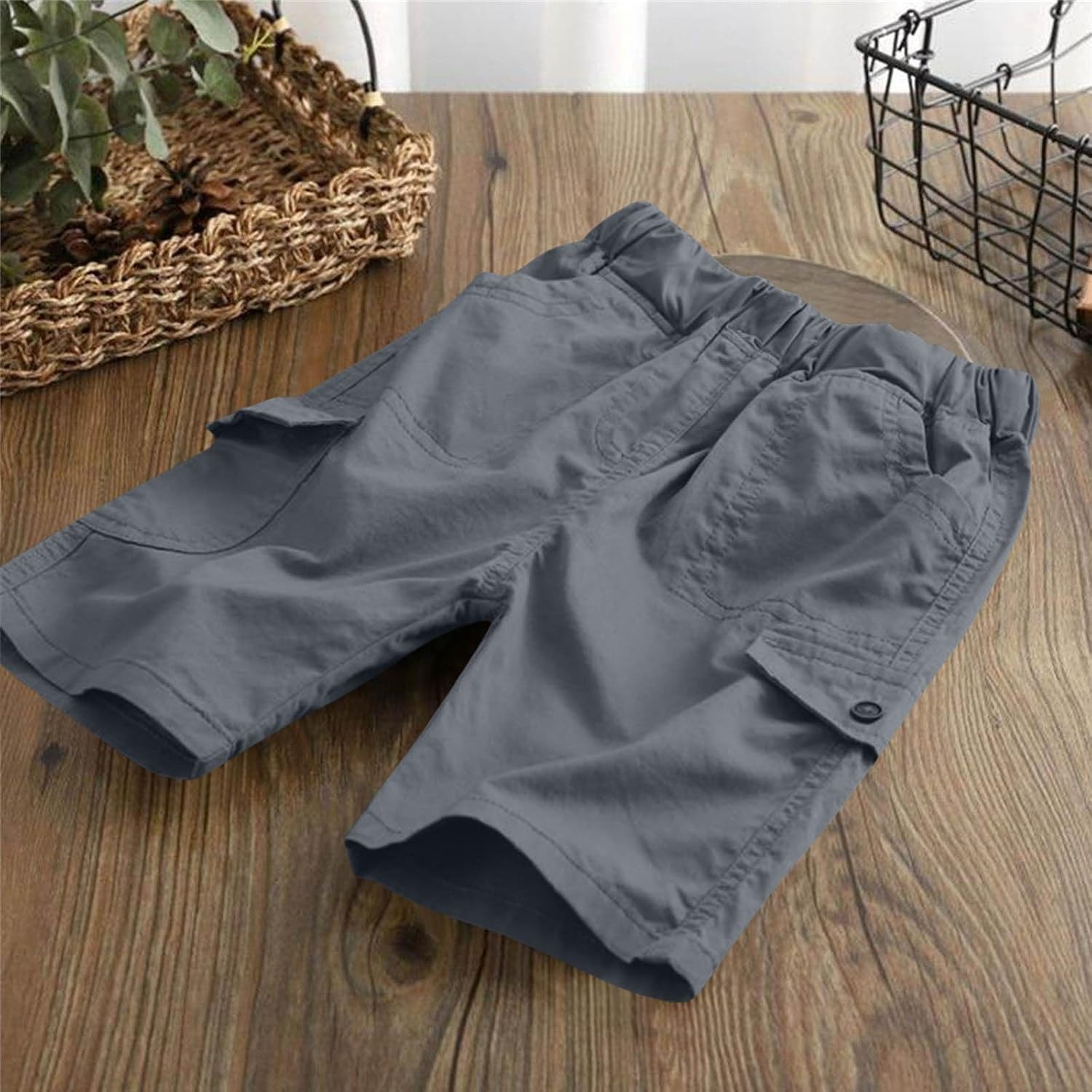 Boys Cotton Cargo Shorts Teens Golf Casual Lightweight Shorts Elastic Waistband Comfy Short Pants with Pocket