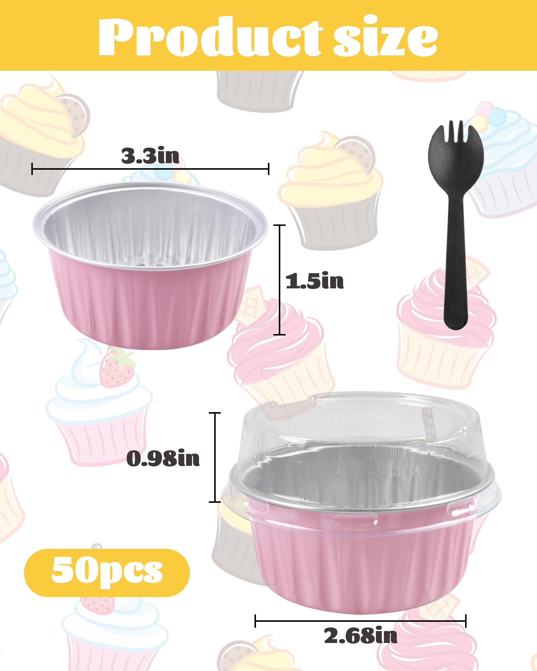 Set Di 100 Stampi Per Cupcake In Alluminio - 150 Ml - Ideali Forno E Congelatore - Foto 10