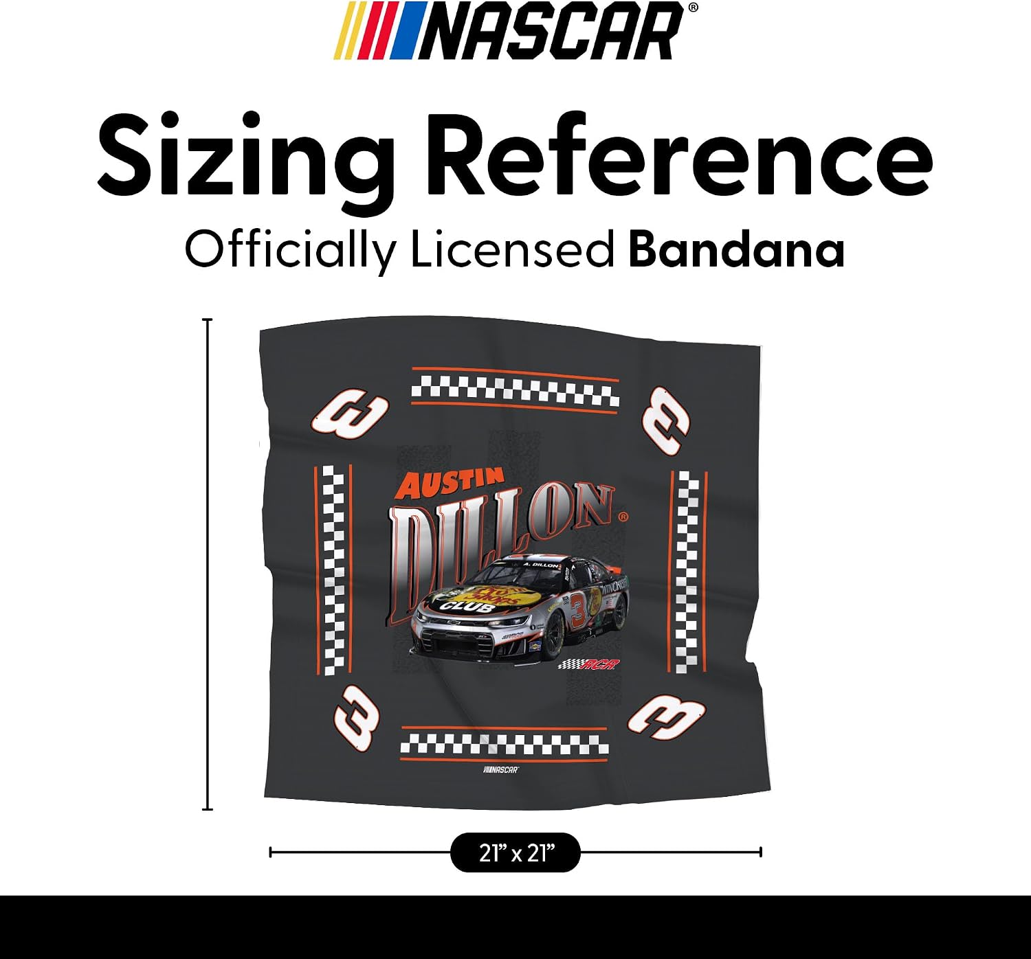 Northwest NASCAR Bandana, Officially Licensed Racing Fan Headwear Scarf, Lightweight Square Neck Wrap, 21 x 21 inches