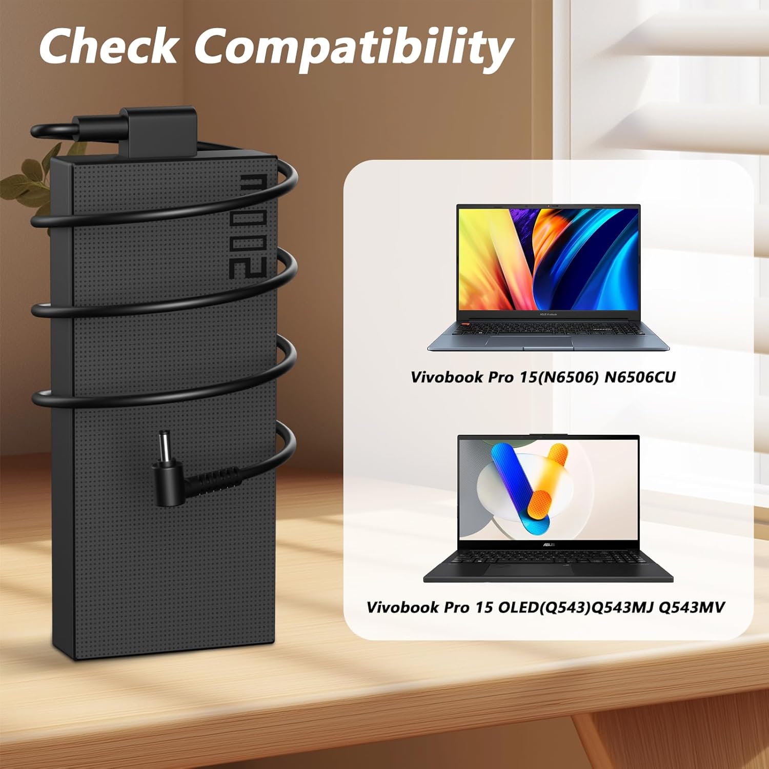 200W 120W Laptop Charger Compatible with Asus Zenbook Flip 15 OLED Q528 Q528EH Q528E Q537 Q537F Q537FD Q538 Q538E Q538EI Q546FDX Q546FD Q546F Q546 Q547FD Q547F Q547 ADP-200JB D Power Adapter