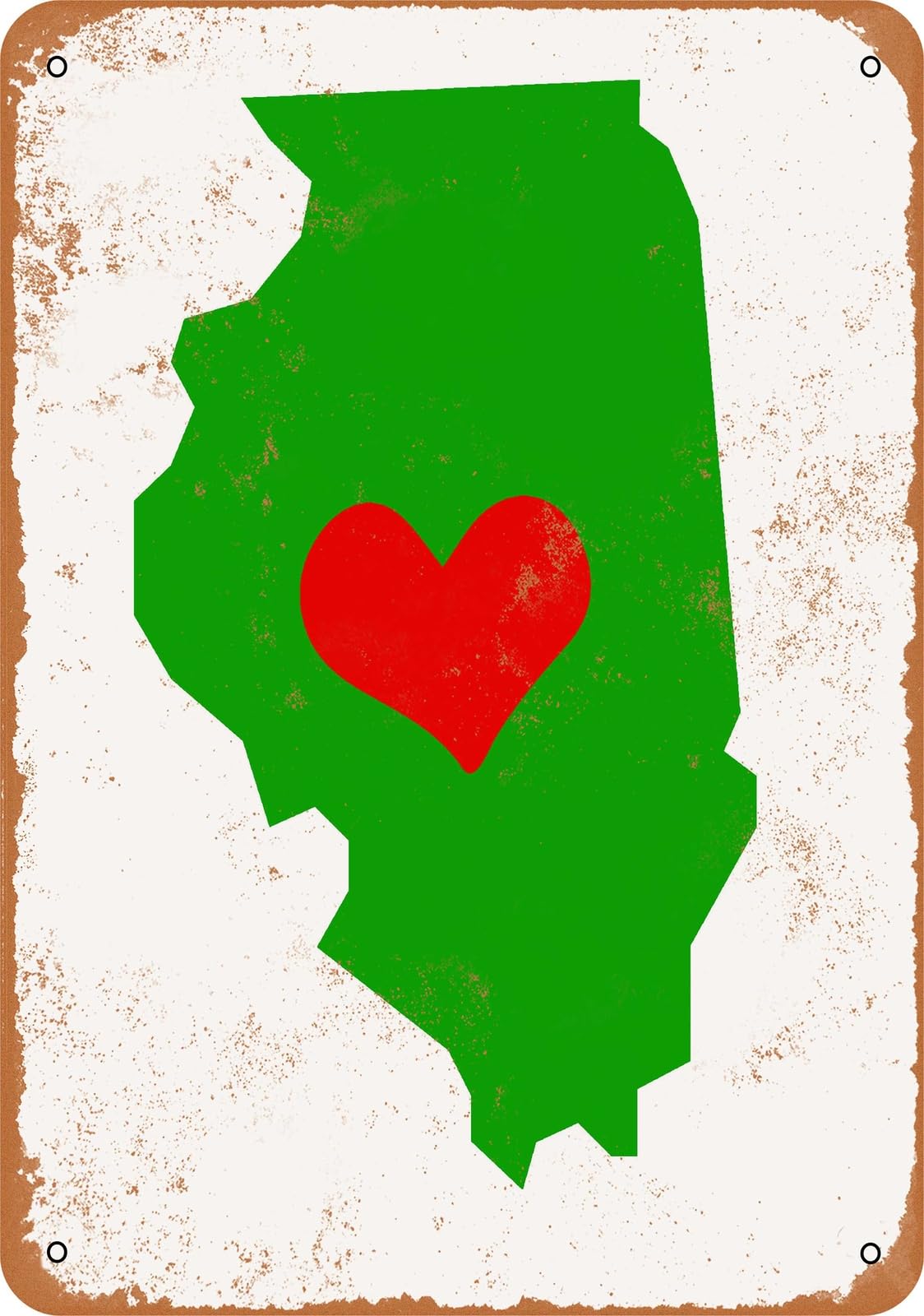 Miaomansenstore Metal Sign - Love Heart Illinois - Vintage Look Home Decor