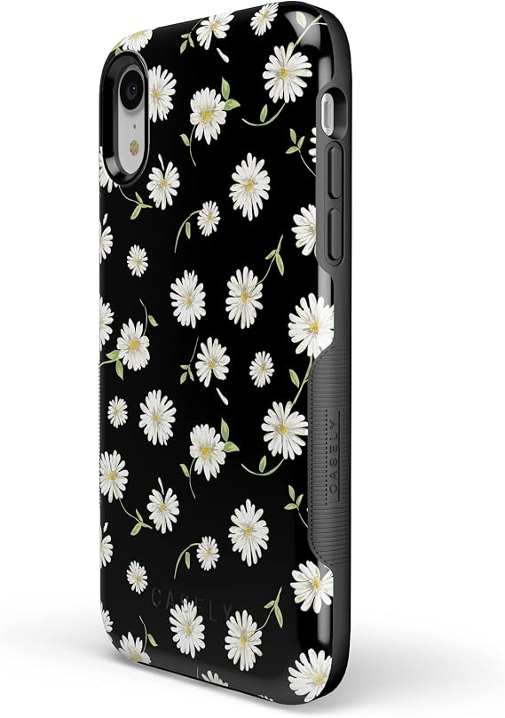 Casely iPhone XR Case | Daisy Daydream | Black Floral | Bold Protective Design