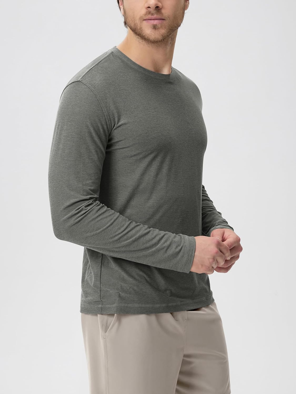 ODODOS Men's Long Sleeve Performance T-Shirt - odSTRATUM Tech Tee, Ultra Soft Moisture Wicking UPF 50+ Fitness Top