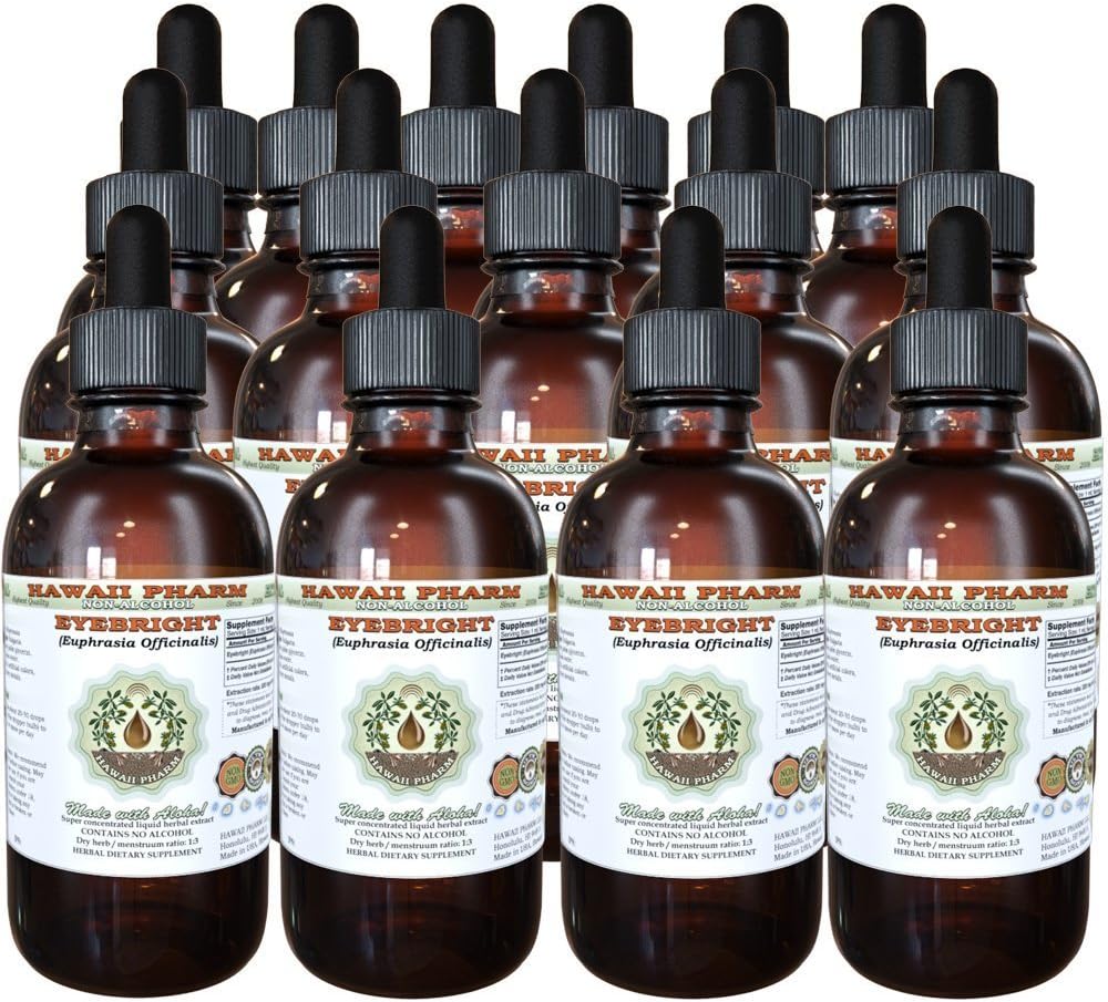 Hawaii Pharm Eyebright Alcohol-Free Liquid Extract, Eyebright (Euphrasia officinalis) Dried Herb Glycerite Natural Herbal Supplement 2x32 oz Unfiltered