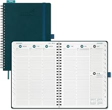 BEZEND A5 Diary 2026-2027 Week to View with Timeslots Spiral Softcover | 18-Month Academic Planner (Jul 26-Dec 27) with Monthly Tab. Vertical Appointment Diary for Work Home, PU Leather, Dark Green