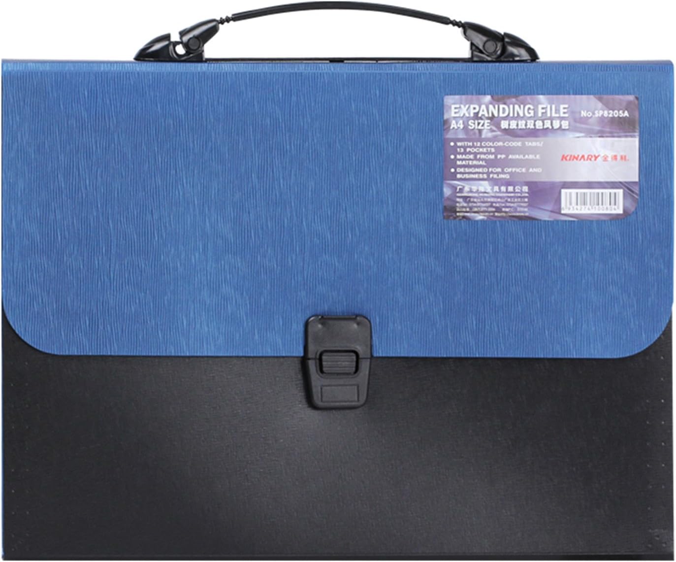 KINARY Expandable Portable Hand-Held Accordion File Document Folder File Organizer A4 and Letter Size 13 Pockets (blue)