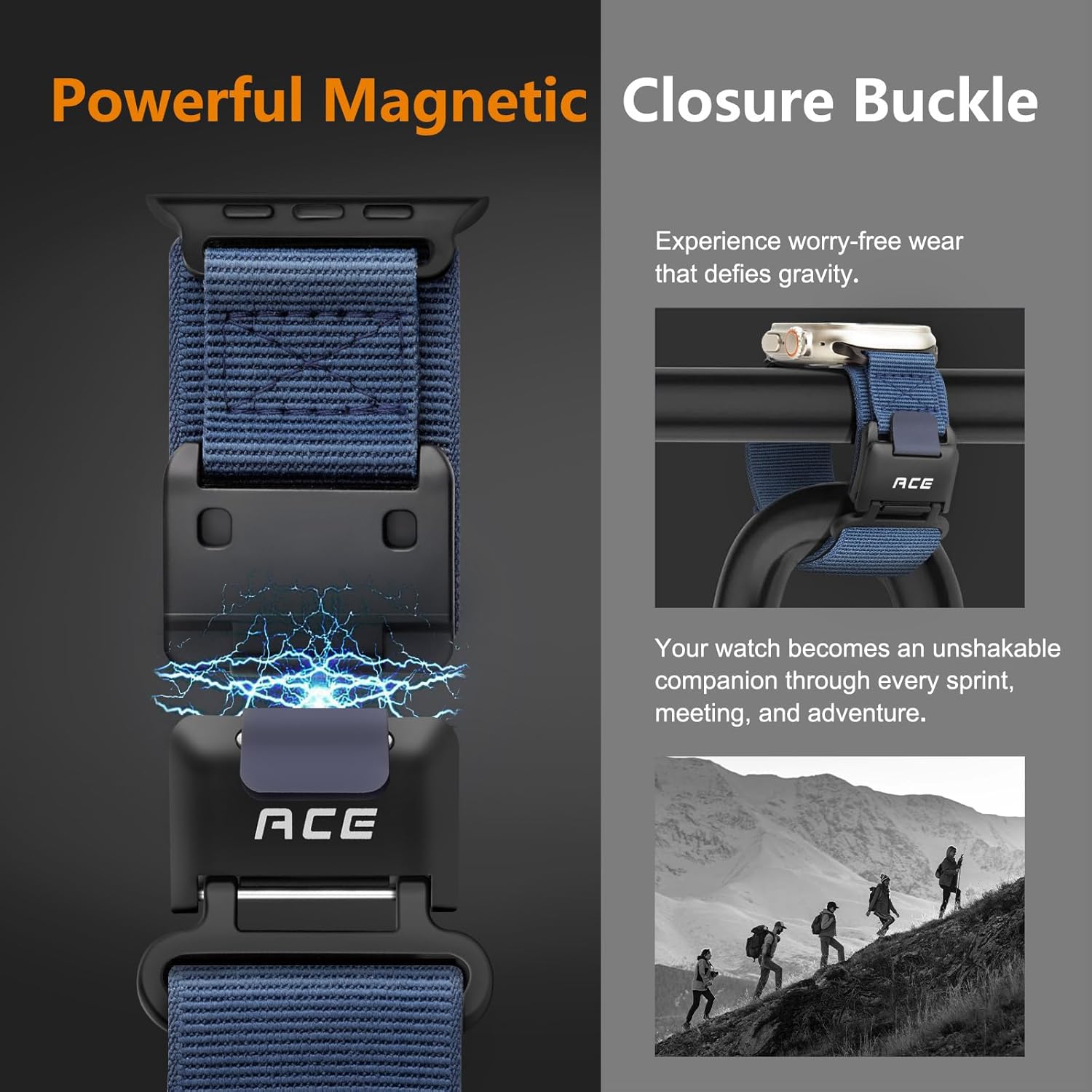 Compatible with Apple Watch Ultra Band for Men Comfortable Soft Nylon Sport Loop with Magnetic Hook Lock-Buckle for iWatch 49mm(Ultra3/2),46mm(Series 11/10),45mm(9/8/7),44mm(SE3/2/SE/6/5/4),42mm(3/2/1) (Black, 49/46/45/44/42mm(Series 3 2 1))