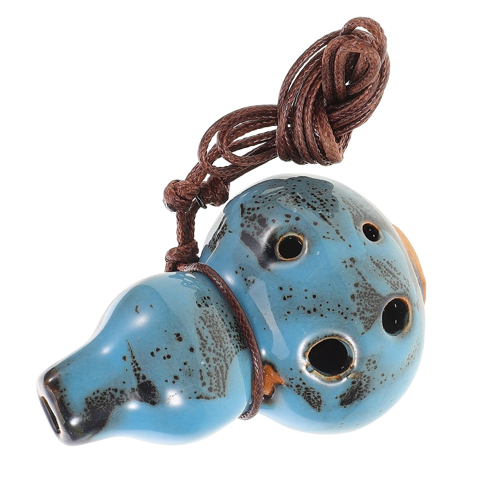 MAGICLULU Flûte Ocarina Alto en Céramique 6 Trous Bleu, Instrument de Musique pour Relaxation et Camping, Support Pratique