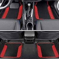 Vista 2 de BDK - Tapetes de suelo de coche resistentes para todo tipo de clima, forros interiores rojos, para auto, furgoneta, camión, SUV, protección