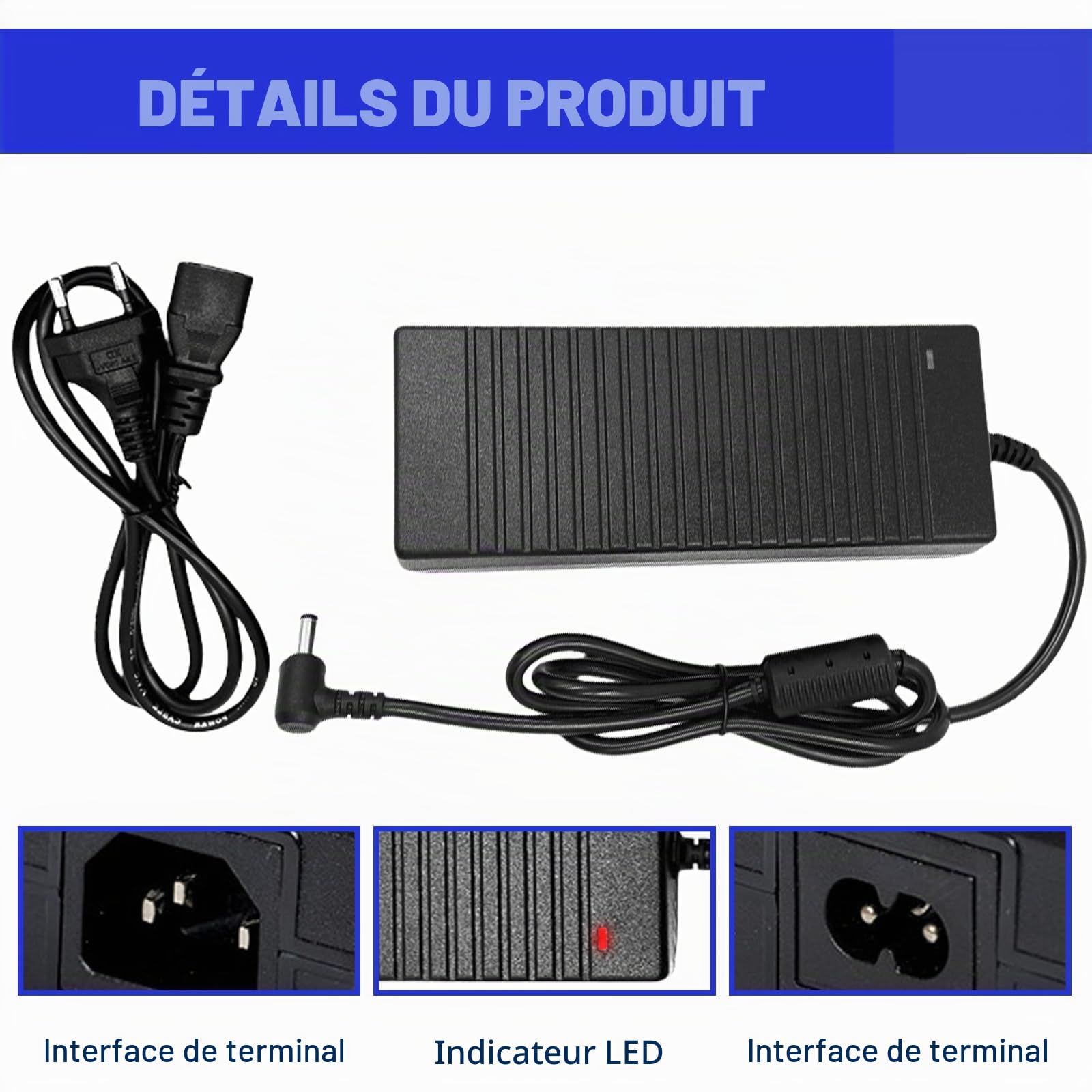 Adaptateur d'alimentation 24 V, 10 A : bloc d'alimentation 240 W CA vers CC 24 V, convertisseur de transformateur CA CC avec embout de 5,5 x 2,5 mm, adaptateur secteur universel pour