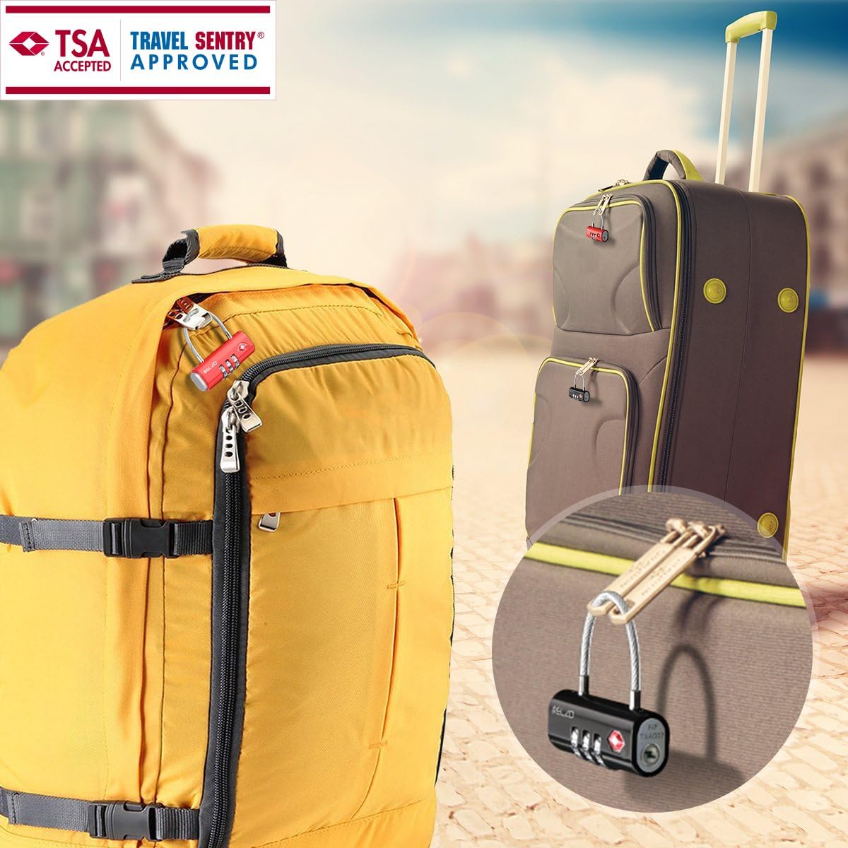 TSA Approved Luggage Cable Lock, 3 Digits Combination Safety Padlock
