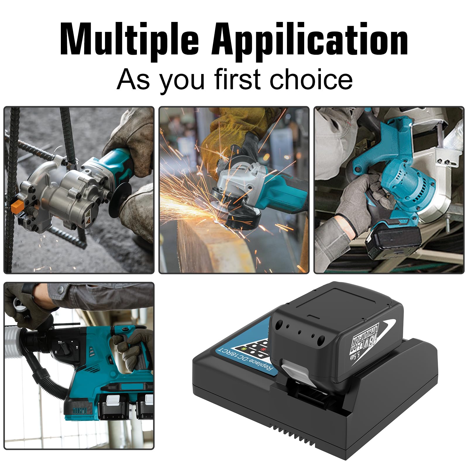 Cargador rápido 7A Recambio para Cargador Makita 18V DC18RC