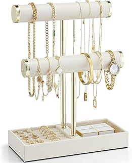 Vlando 2 Tier Jewellery Stand with Tray, Jewellery Holder for Earrings R...