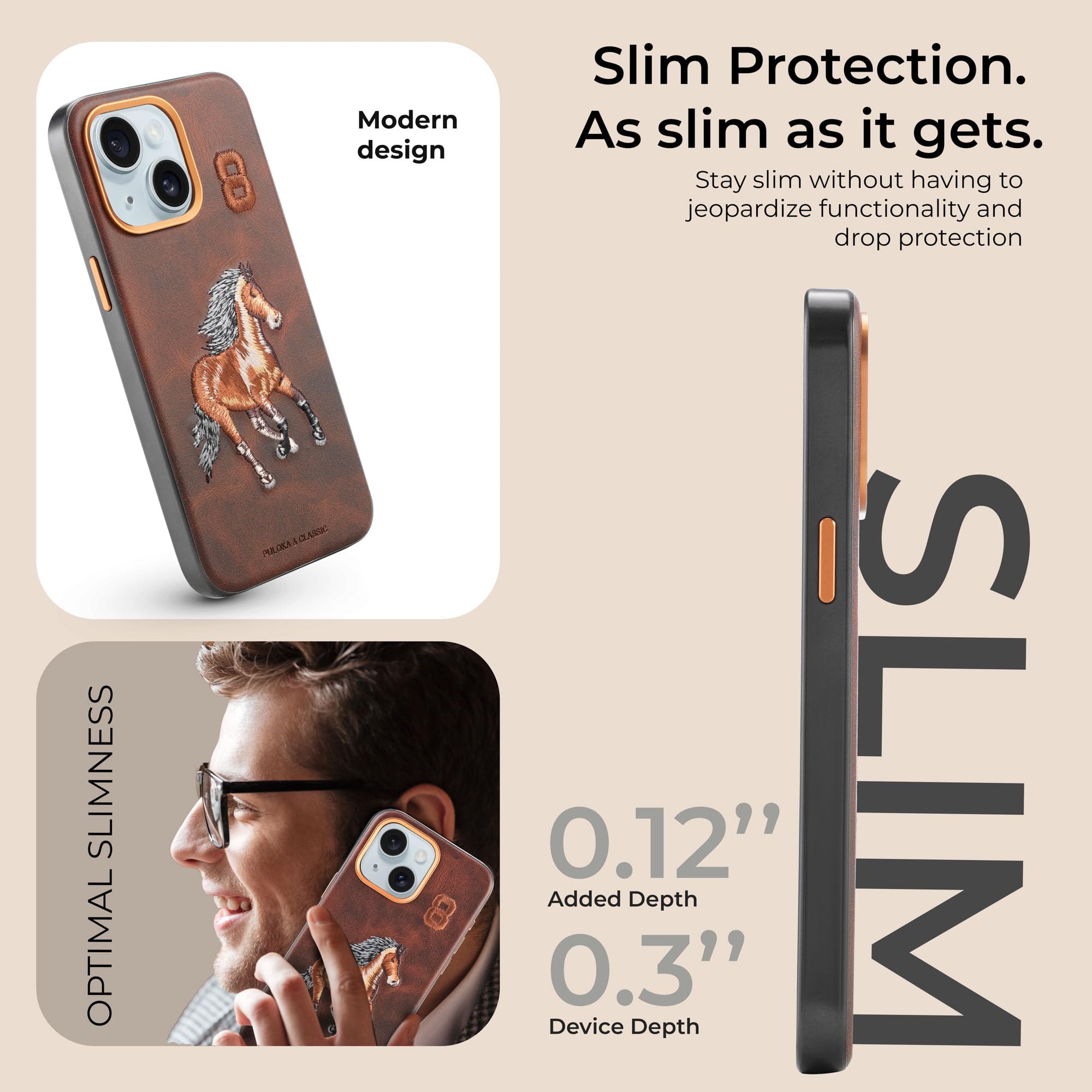 iPhone 15 Case - Horse Embroidery Leather Cover -2 iPhone 15 Case - Horse Embroidery Leather Cover -2