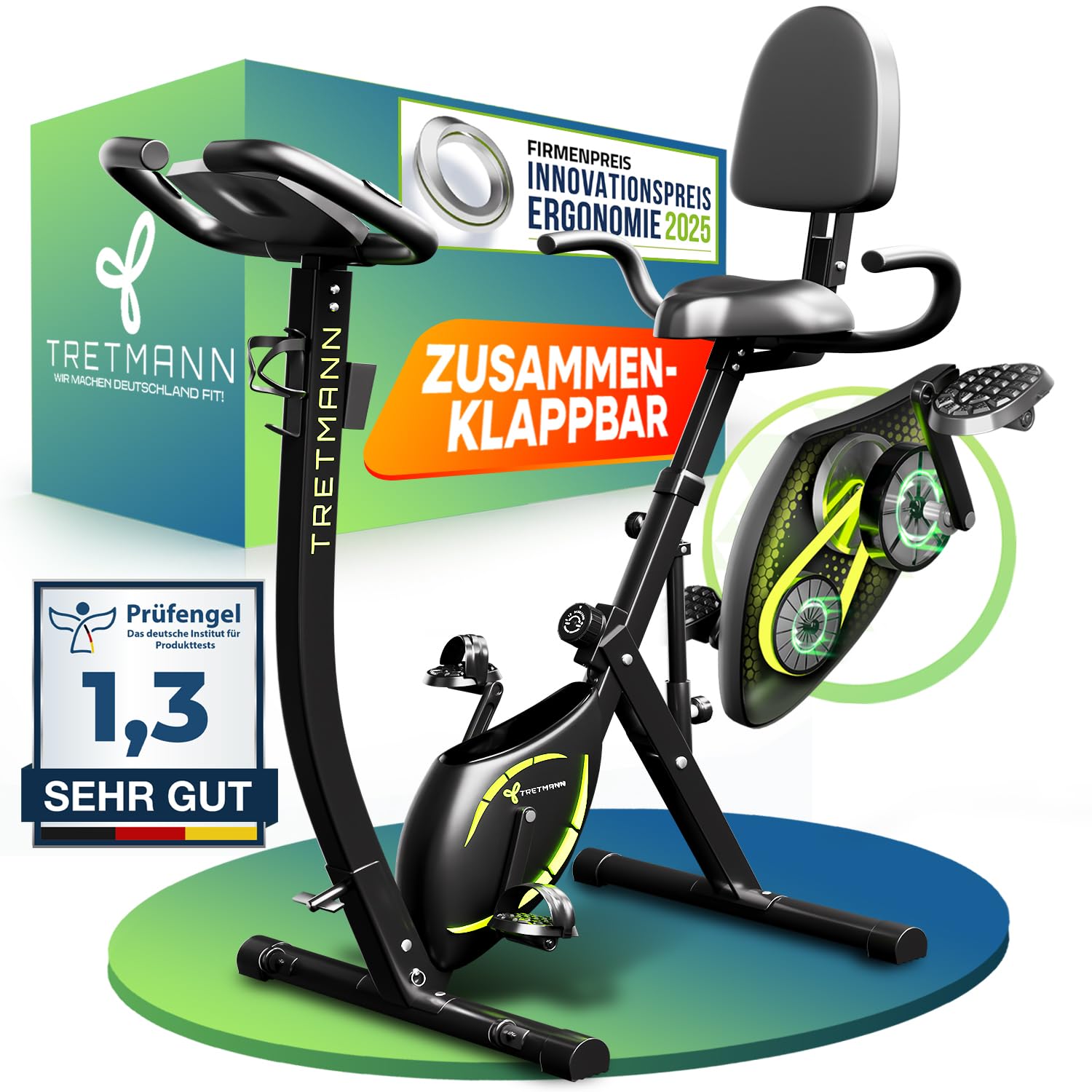 Tretmann NEU 3in1 Heimtrainer Fahrrad klappbar -extra