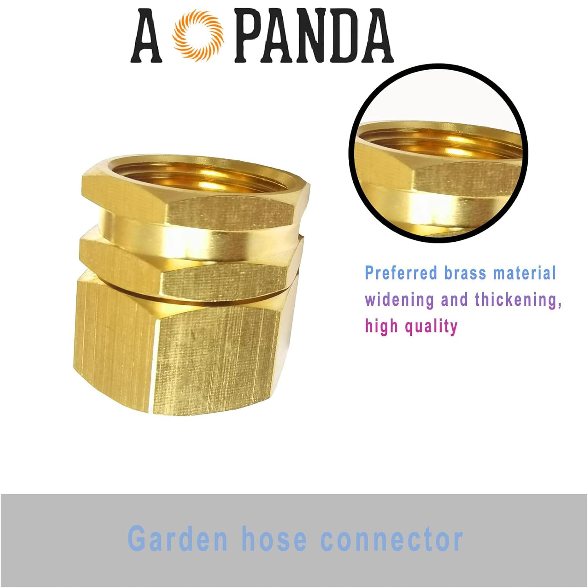 AOPANDA Adaptador de conectores de manguera de jardín de 3/4 GHT hembra a 3/4 NPT hembra, latón macizo de reparación doble hembra a hembra conector de manguera de agua doble (4 piezas y 8 arandelas de