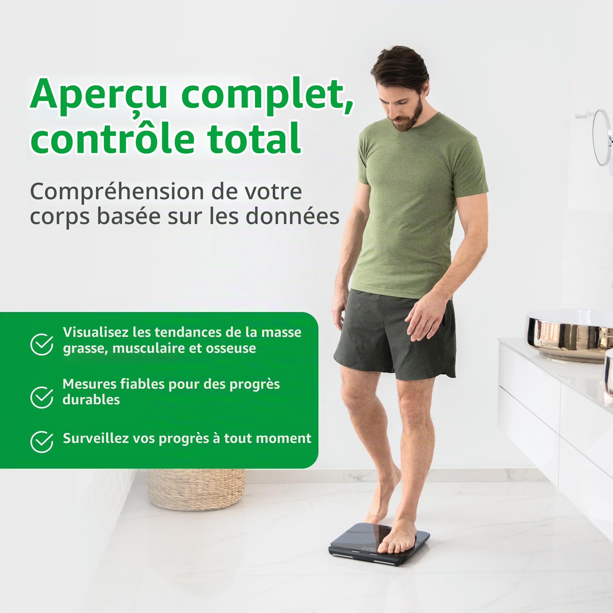 medisana BS 850 connect pese personne avec application connectée | balance connectée avec capteurs manuels, 8 électrodes, mesure du graisse corporelle, masse musculaire, pèse-personne