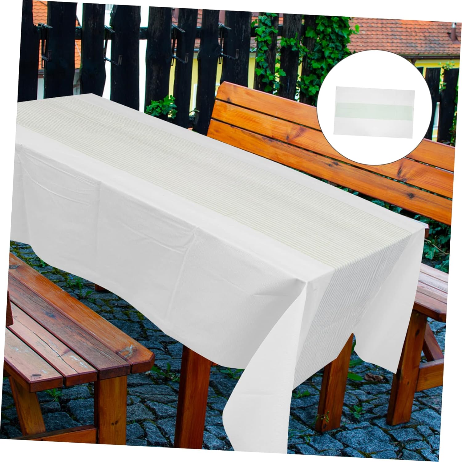 Ciieeo 10Pcs Disposable Table Cloths Table Cover for Parties Bbqs Festivals Striped Design Stain Resistant Smooth Surface