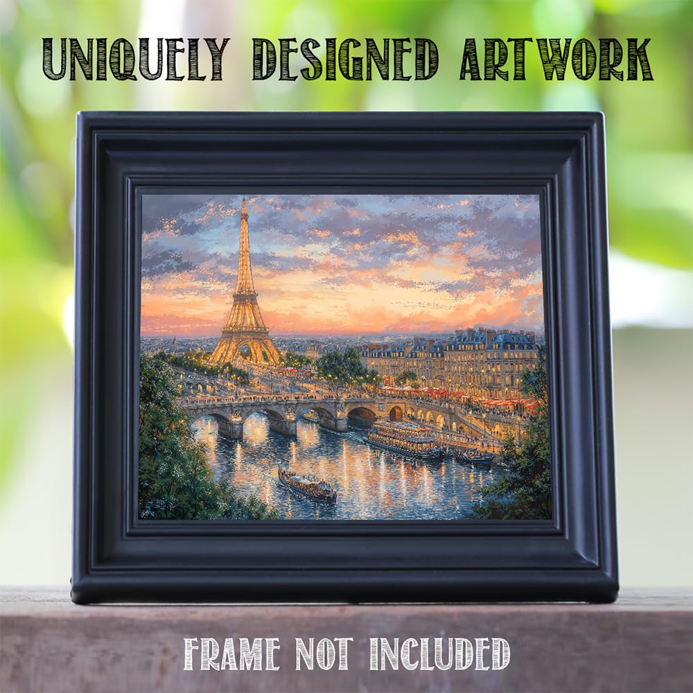 Amazon.com: Paris Night Eiffel Tower Sunset 11x14 Unframed Poster