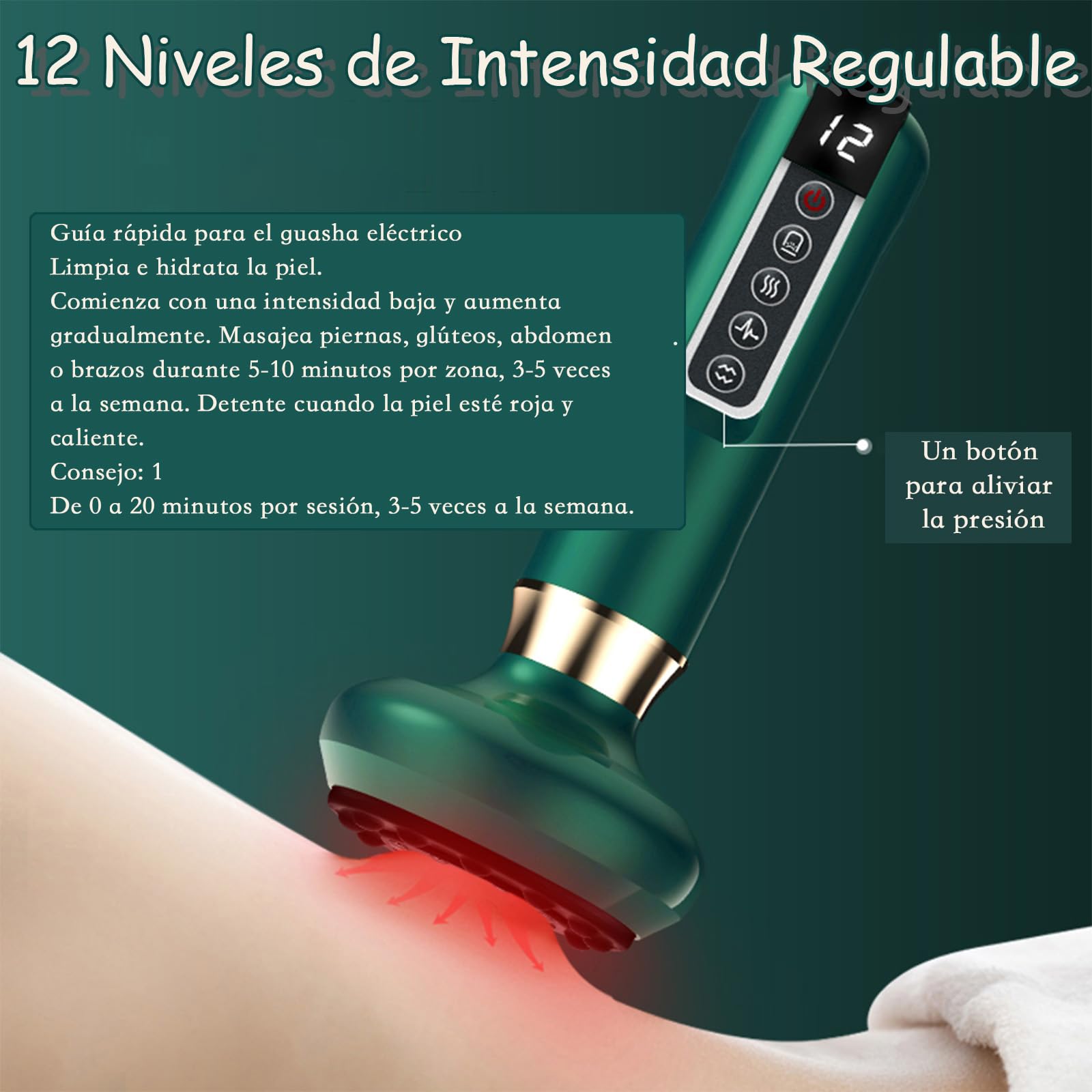 Masajeador Anticelulítico 4 en 1 con Infrarrojos, Reduce la Celulitis y Tonifica Piernas, Glúteos y Abdomen (Gris)