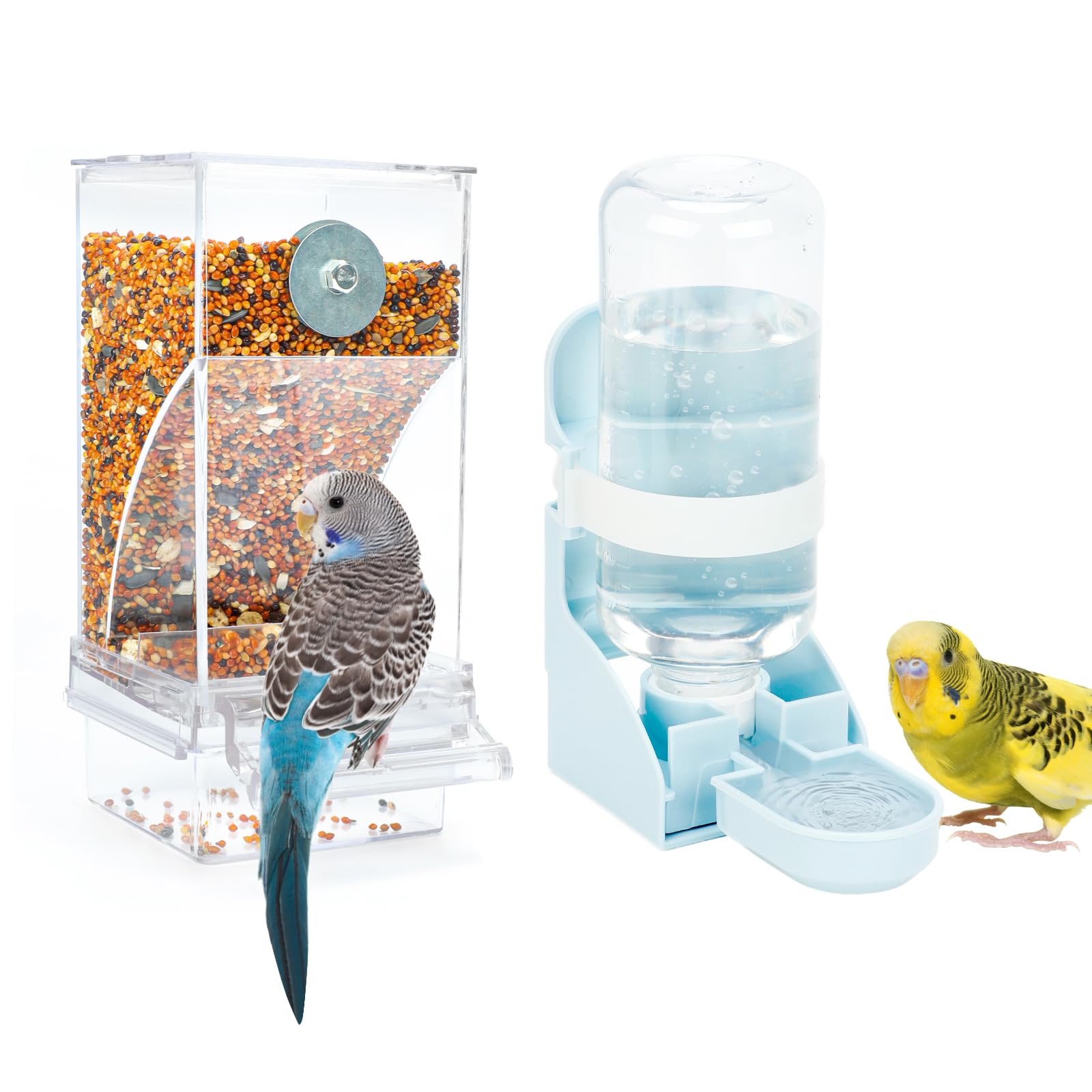 Distributeur de graines d'oiseaux et eau pour calopsittes lors de vos absences quotidiennes