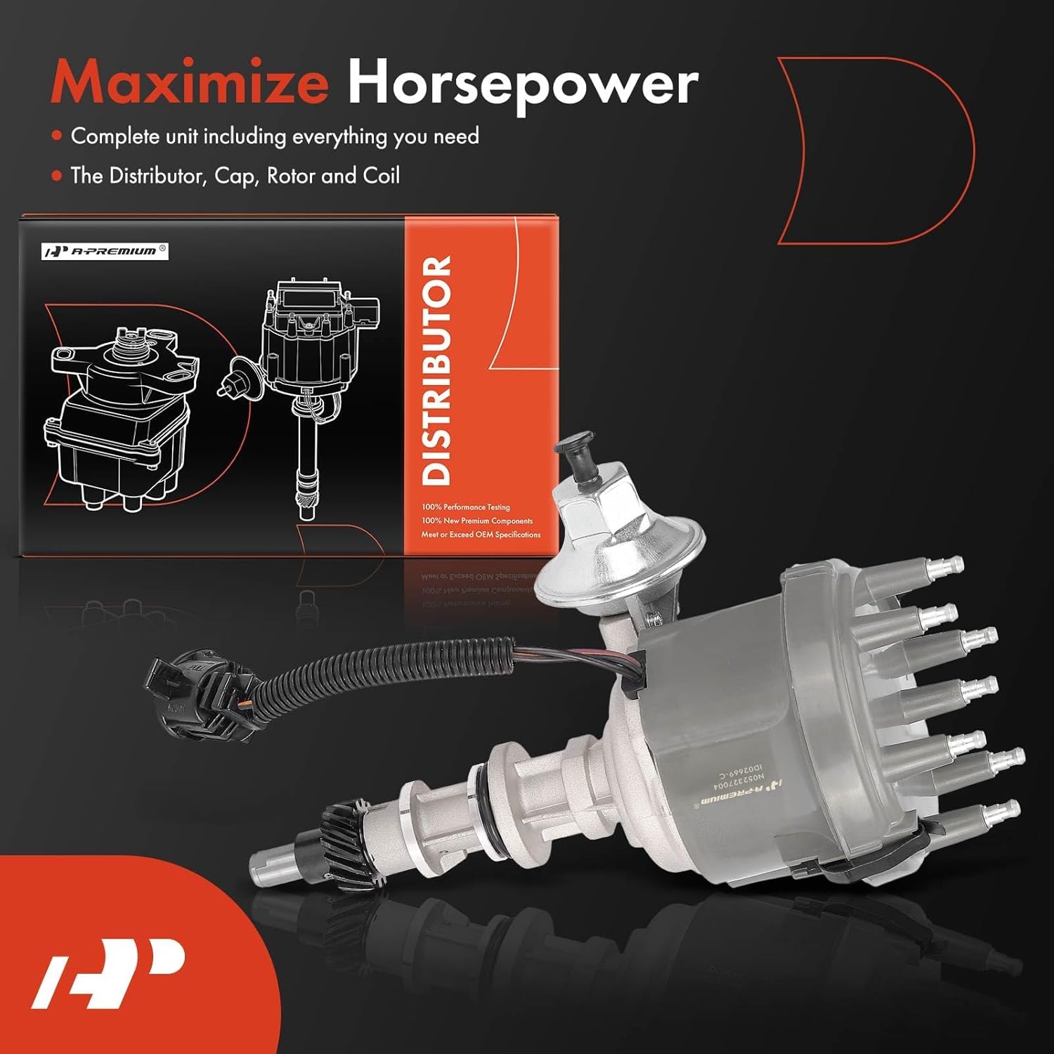 A-Premium Ignition Distributor with Cap and Rotor Compatible with F-100, F-150, F-250, F-350, E-100/E-150/E-200/E-250/E-300/E-350 Econoline, E-100/E-150/E-250/E-350 Econoline Club Wagon, Bronco, P-400