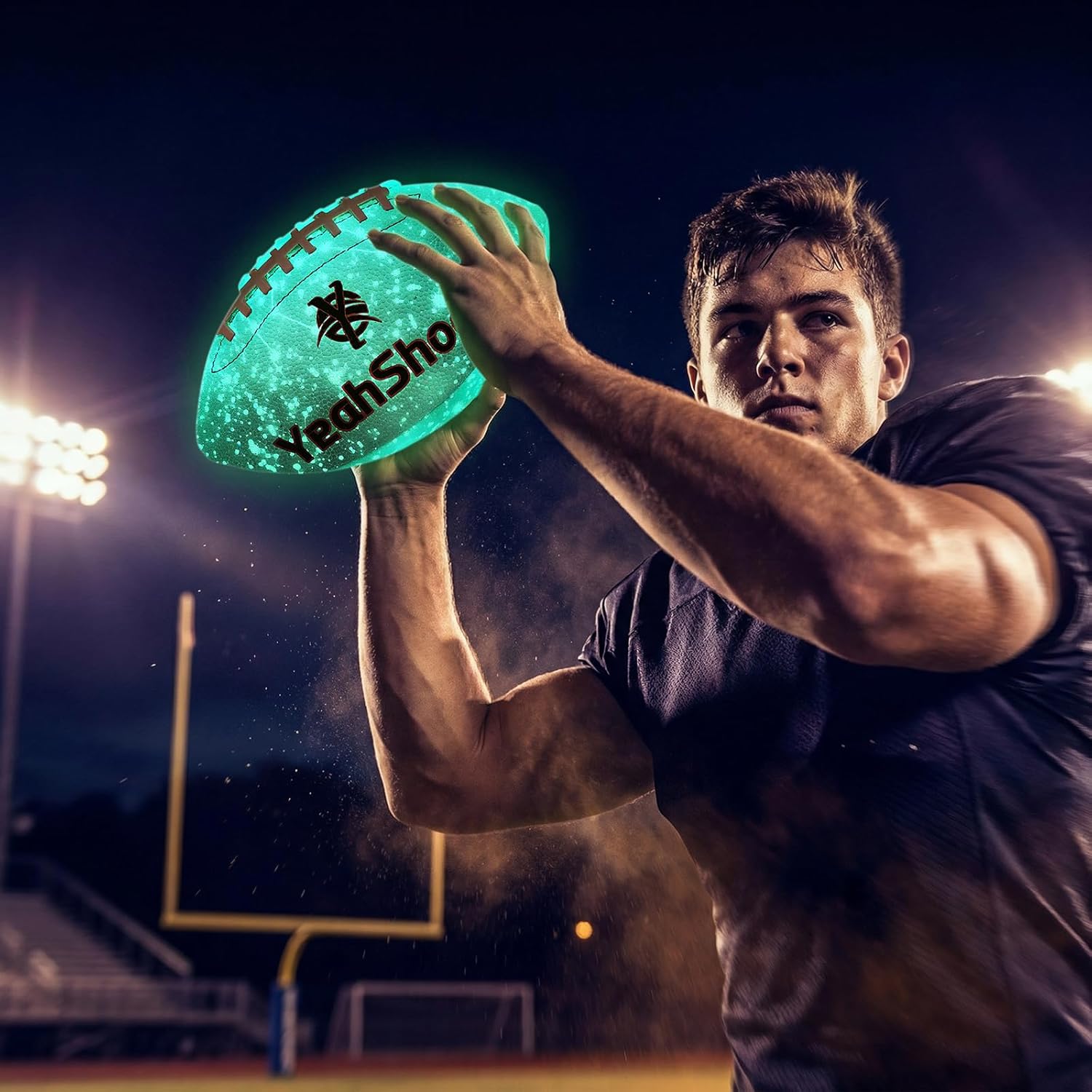 Glow in the Dark Football Size 9, Bright Luminous American Football for Night Play, Premium Fluorescent Outdoor Football, Unique Sports Gift