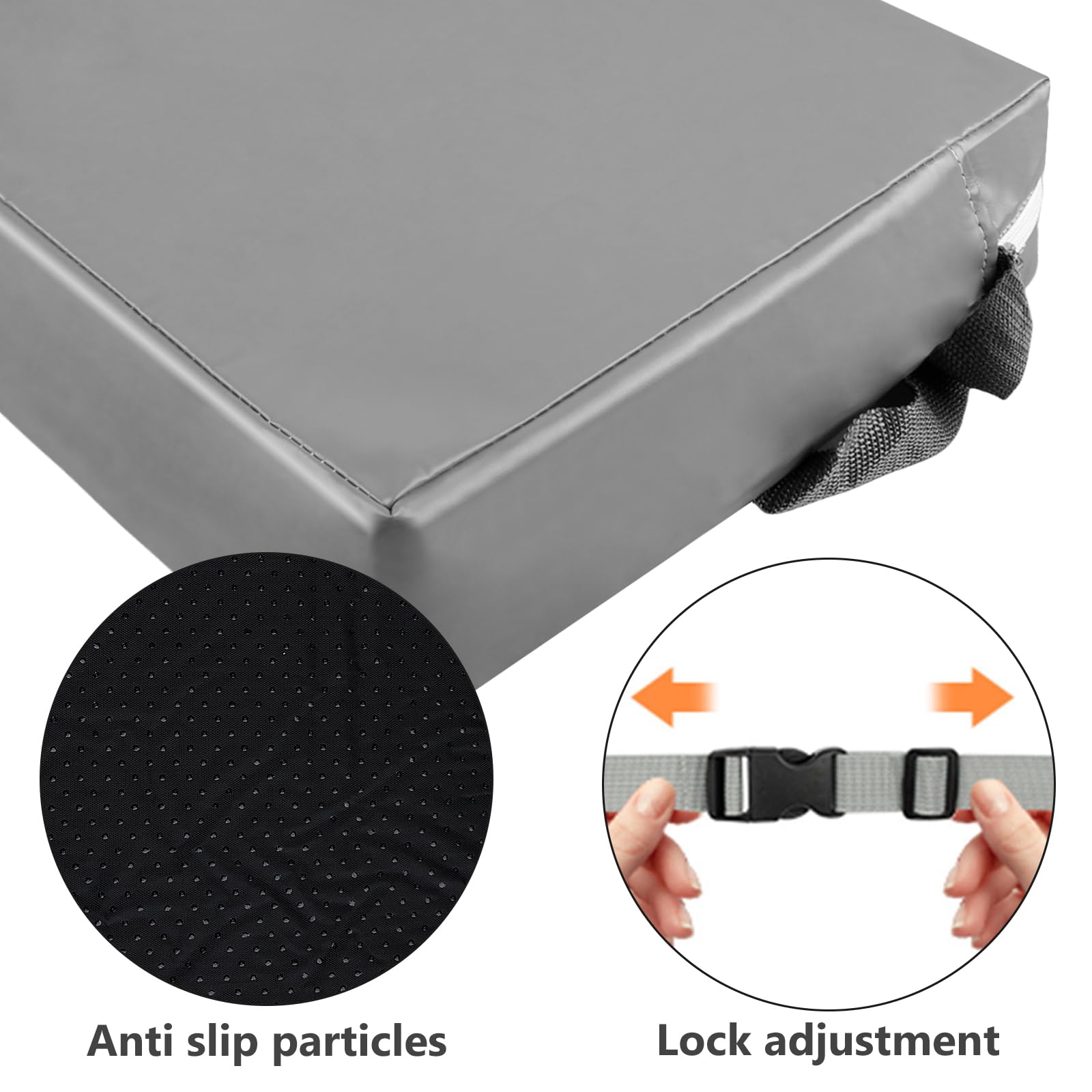 Seduta rialzata per bambini, 10 cm, impermeabile, in tessuto Oxford per bambini, con fibbia di sicurezza, lavabile, smontabile, quadrato, per casa, in viaggio (grigio)