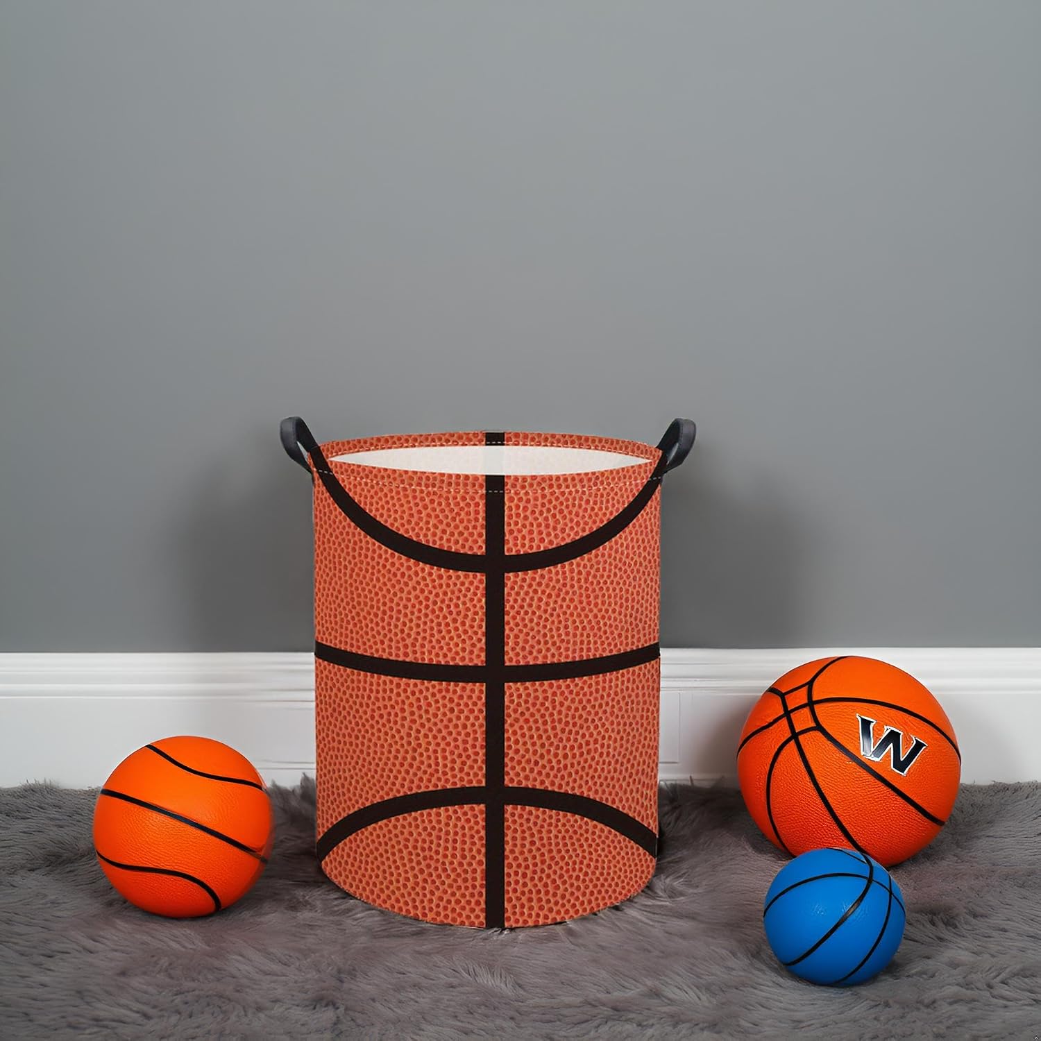Basketball Kids Laundry hamper Baby Hamper for Nursery Boys Kids Hamper Room Decor for Home(Basketball Pattern) image 5