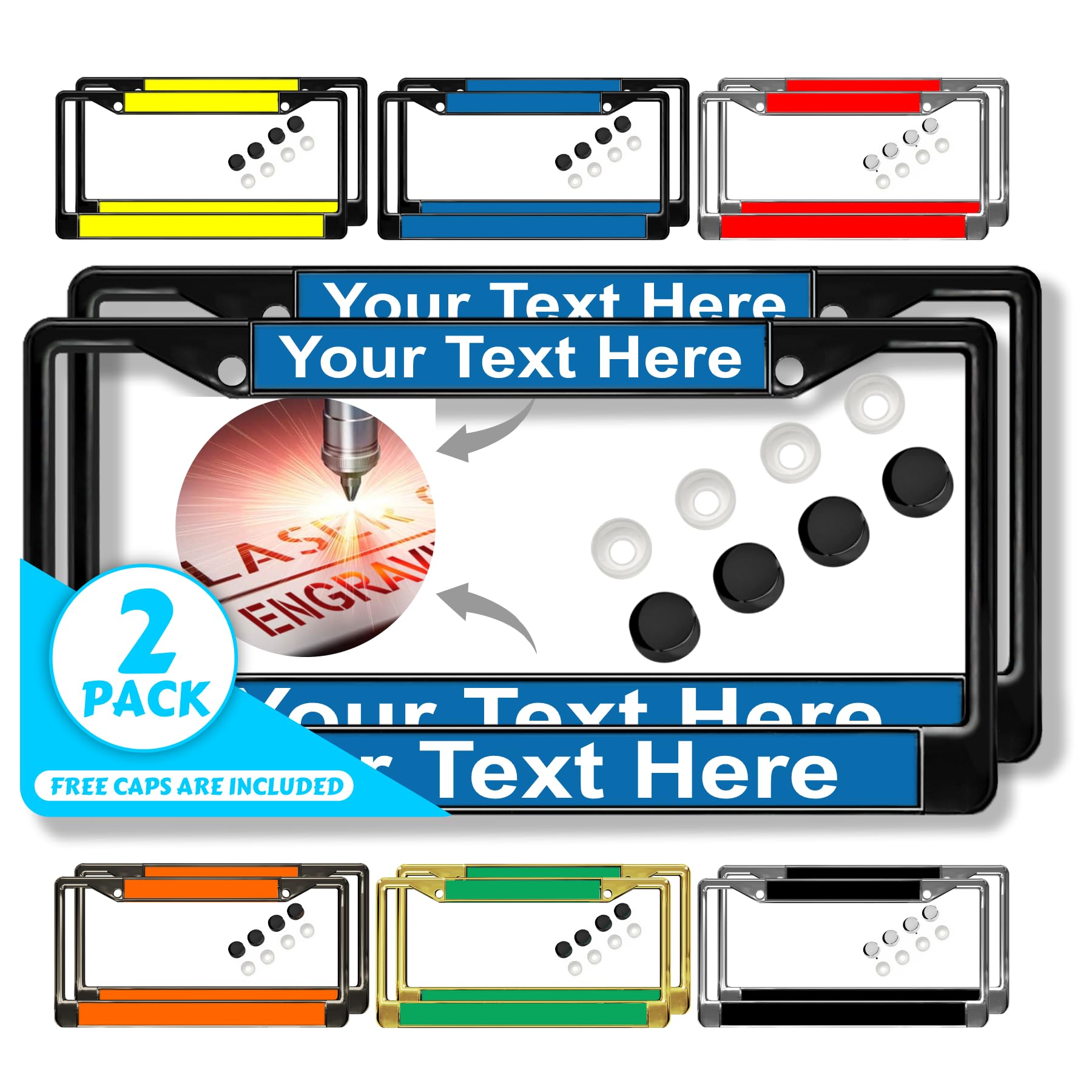 Custom Personalized Metal Laser Engraved Car License Plate Frame with Free caps - Picture 13 of 132