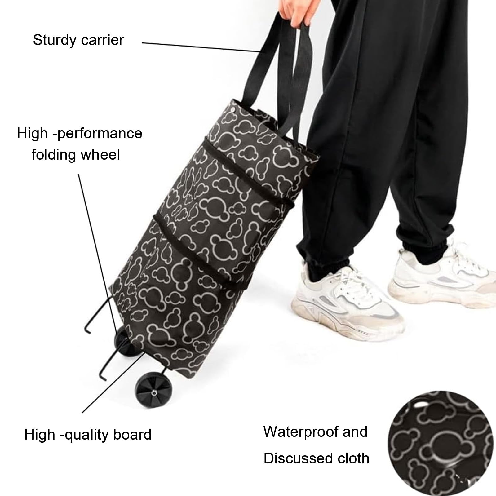 Borsa Della Spesa Pieghevole Con Ruote - Carrello Portatile Per Shopping E Viaggi - Foto 8