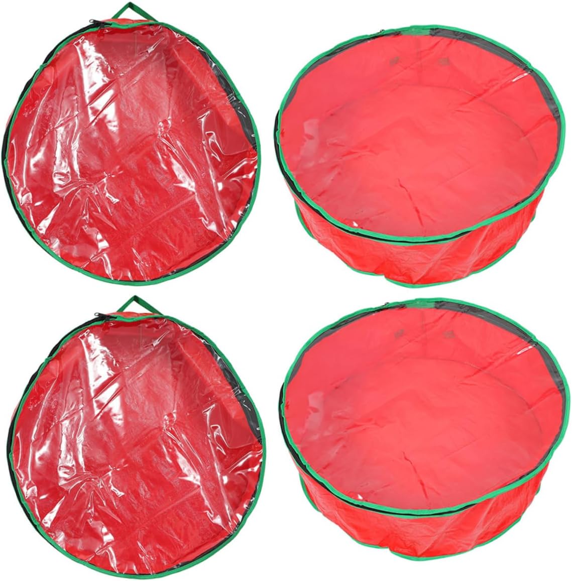 Unomor 4pcs Round Wreath Storage Bag Holiday Garland Packing Pouch Capacity Organizer for Christmas Decorations and Party Supplies