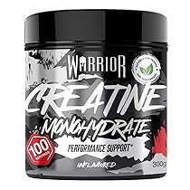 Creatina monoidrato in polvere Warrior da 300 g – Nutrizione micronizzata – Migliora le prestazioni e il recupero (disponibile in compresse, non caramelle gommose) – Dose da 5 g (Senza Aroma)